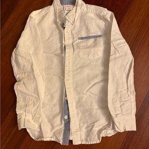 Gymboree Cream Button-Down Shirt with Blue Trim